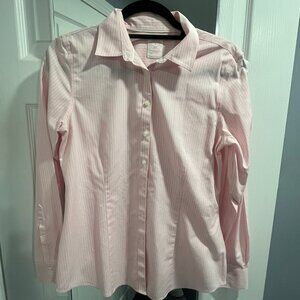 Brooks Brothers Size 4 Fitted Non-Iron Cotton Dress Shirt - Pink & White Stripe